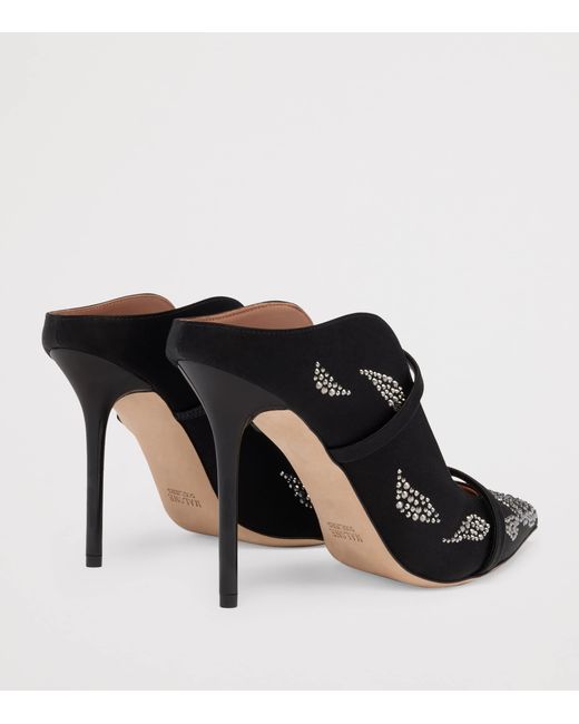 Malone Souliers Black Satin Embellished Maureen Mules 100