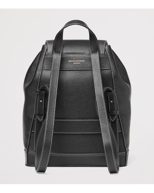 Aspinal Black Small Leather Hudson Backpack