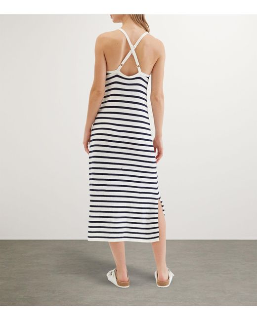 Chinti & Parker White Bci Cotton-linen Striped Breton Dress