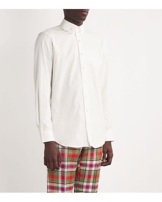 Vivienne Westwood White Cotton Striped Logo Shirt for men