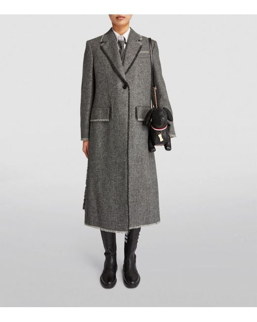 Thom Browne Gray Wide-Lapel Overcoat