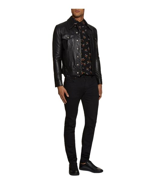 Saint Laurent Black Leather Jacket With Adjustable Waist for men