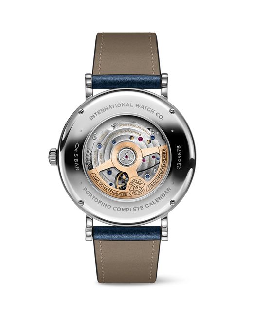 Iwc Blue Stainless Steel Portofino Complete Calendar Watch 41mm for men
