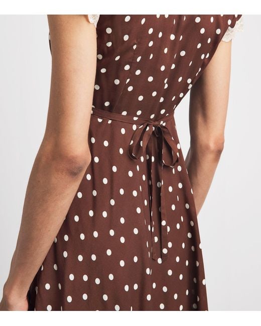 Rixo Brown Polka-Dot Cely Mini Dress