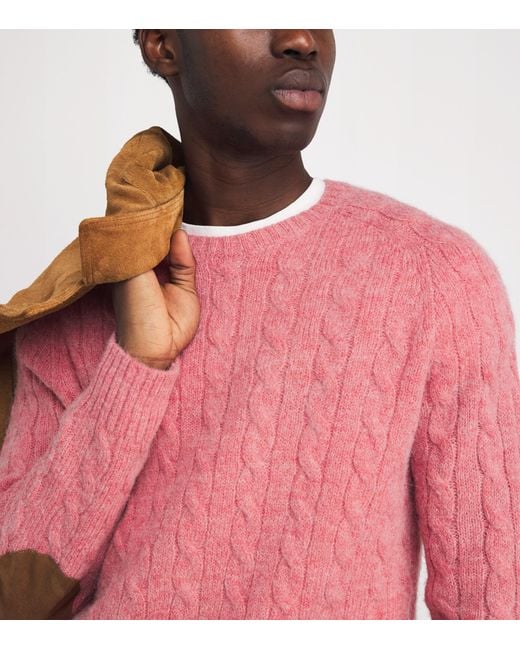 Polo Ralph Lauren Pink Wool-Blend Suede-Patch Sweater for men