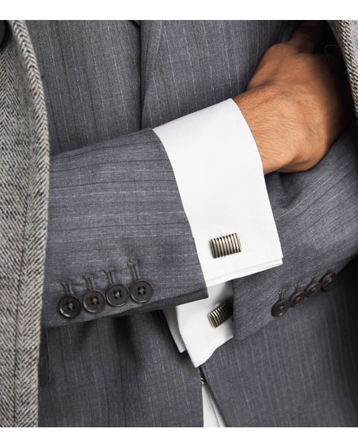Giorgio Armani White Sterling Stripe-Effect Cufflinks for men