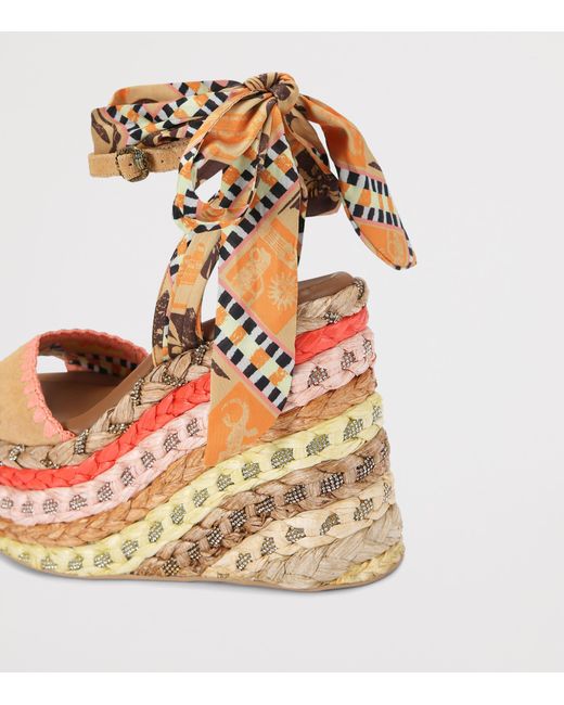 Kurt Geiger Natural Suede Chelsea Scarf Wedge Heel