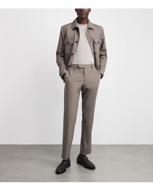 Corneliani Gray Techwool Straight Trousers for men