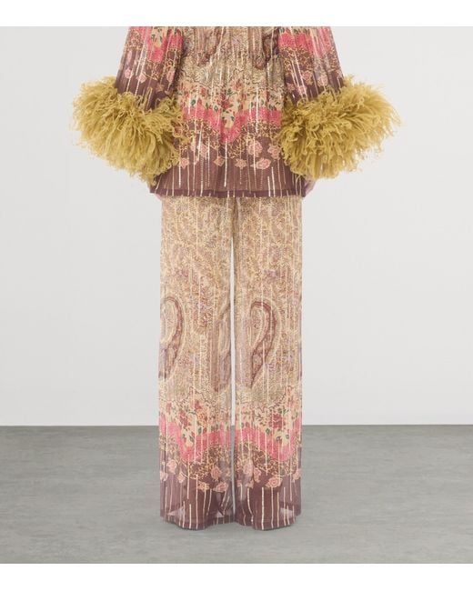 Valentino Natural Silk-Metallic Fibre Trousers