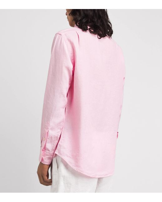 Polo Ralph Lauren Pink X Wimbledon Linen Logo Crest Shirt for men