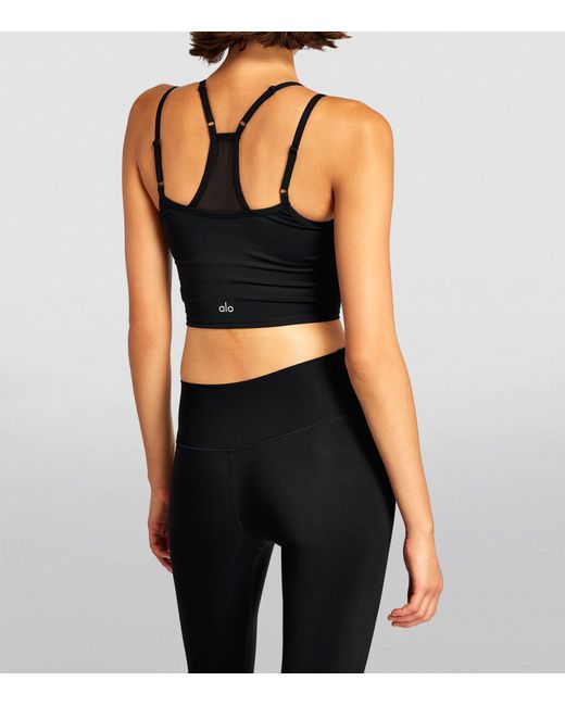 ALO YOGA Airlift Double Check cropped layered stretch and mesh