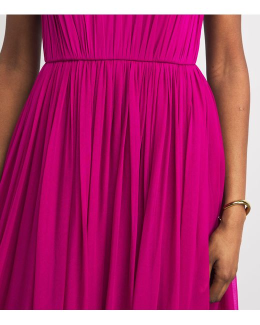 Pamella Roland Pink Silk Chiffon Embellished Gown
