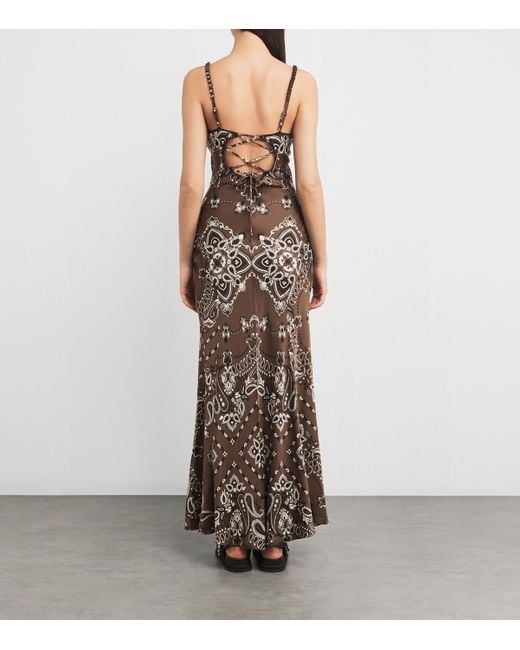 brown bandana print dress Brown Jensen cotton long dress with bandana print – MC2 Saint Barth main image 0