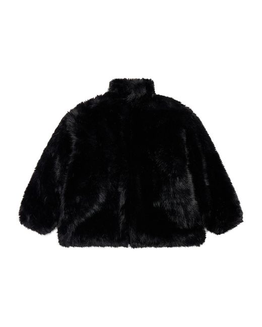Balenciaga Black Faux Fur Logo Jacket