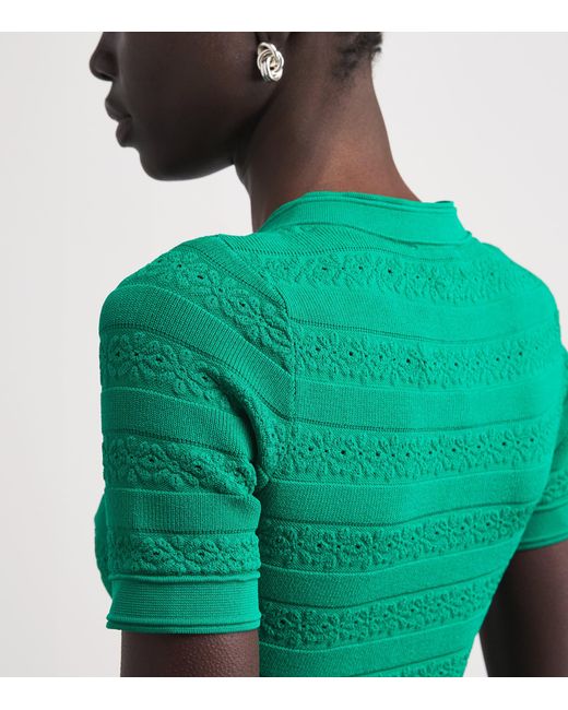 Sandro Green Knit Button-Down Midi Dress