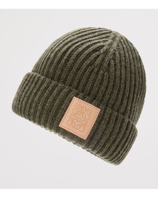 Loewe Green Cashmere Logo Beanie