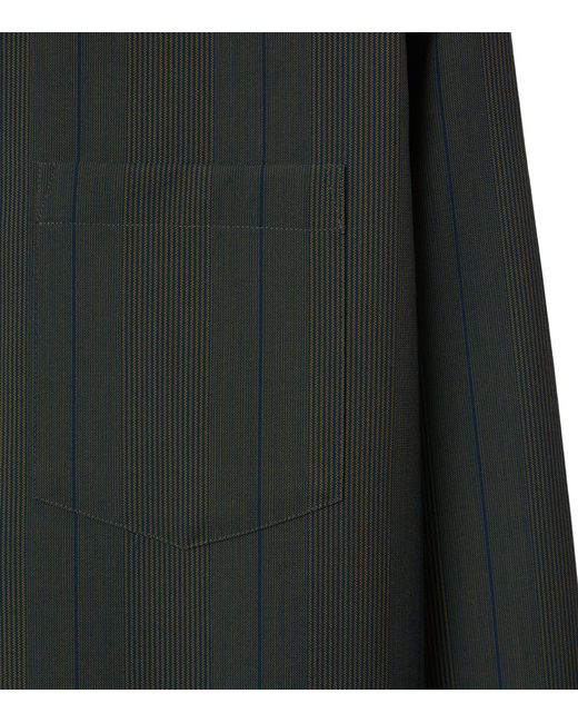 Burberry Green Wool Striped Long-sleeve Shirt for men