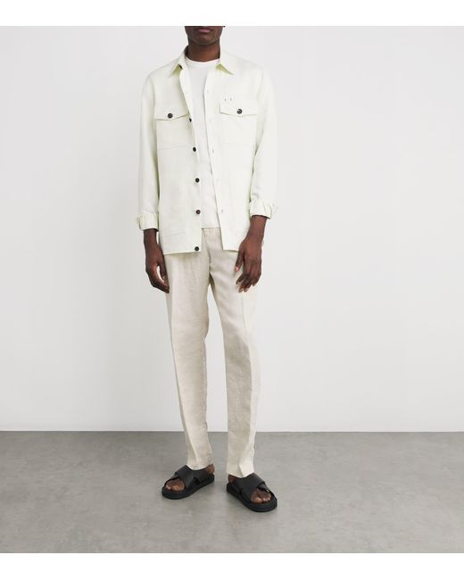Isaia White Cotton Overshirt for men