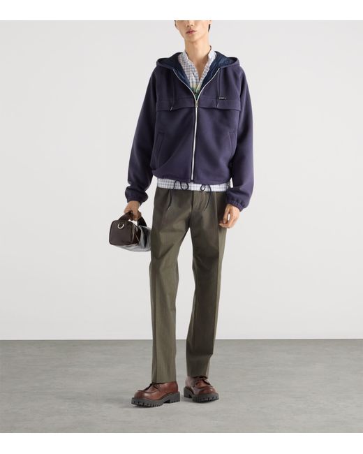 Prada Blue Zipped Hooded Jacket for men