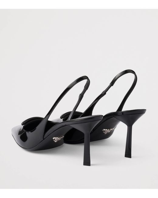Prada Black Patent Leather Slingback Pumps