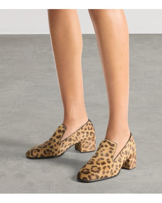 Jimmy Choo Brown Eliot 45 Leopard Print Leather Heeled Loafers