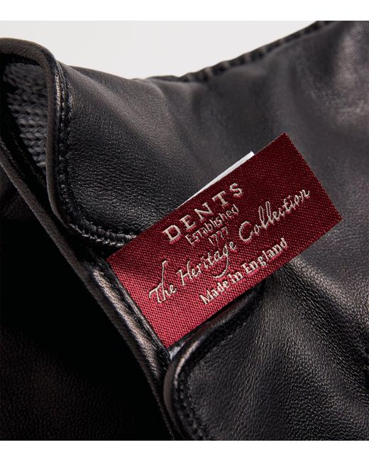 Dents Black Leather Cashmere-Lined Levens Gloves for men