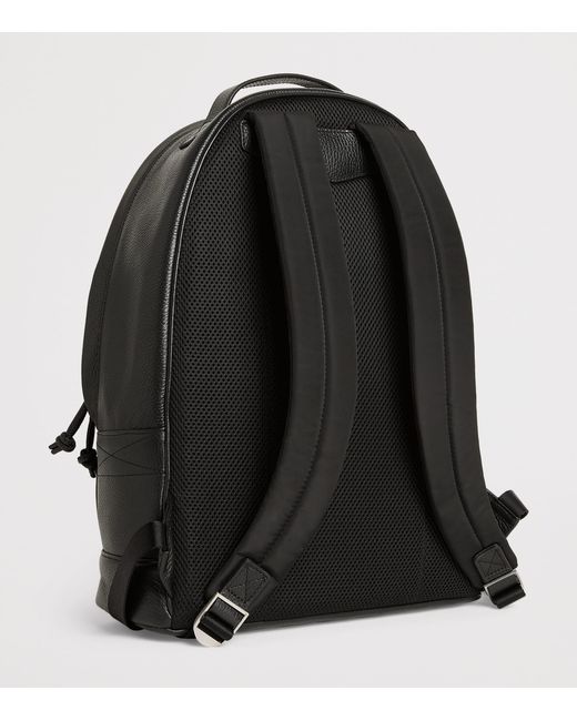 Emporio Armani Black Leather Backpack for men