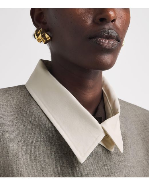 Source Unknown Gray Contrast-Collar Suki Blazer Shirt