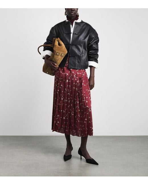 Altuzarra Red Pleated Monti Midi Skirt