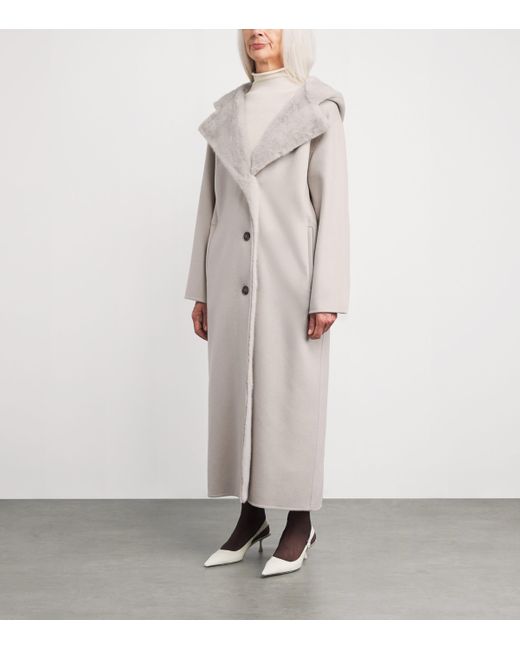 Yves Salomon Gray Hooded Mink Fur-Trim Coat