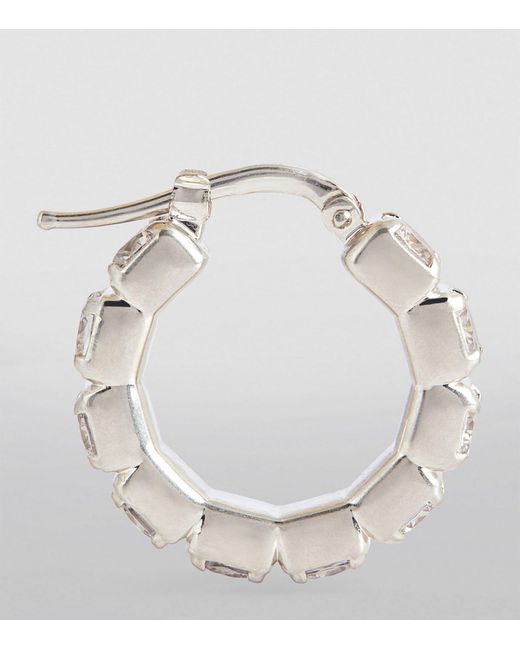 Jil Sander White Crystal-embellished Hoop Earrings