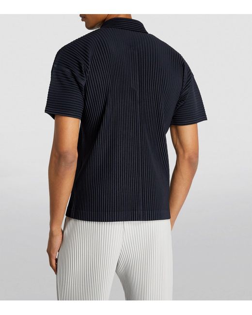 Homme Plissé Issey Miyake Black Pleated Polo Shirt for men