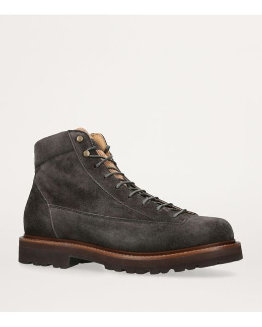 Brunello Cucinelli Brown Suede Hiker Boots for men