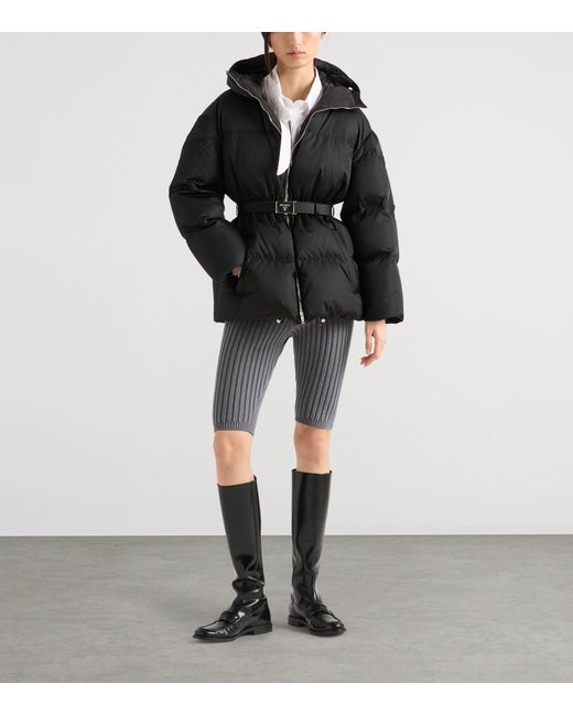 Prada Black Down Re-Nylon Hooded Jacket