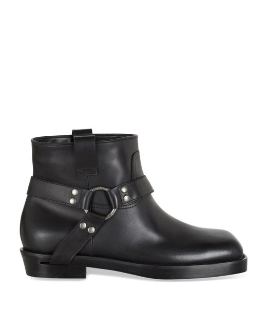 Balmain Black Leather Biker Ankle Boots for men