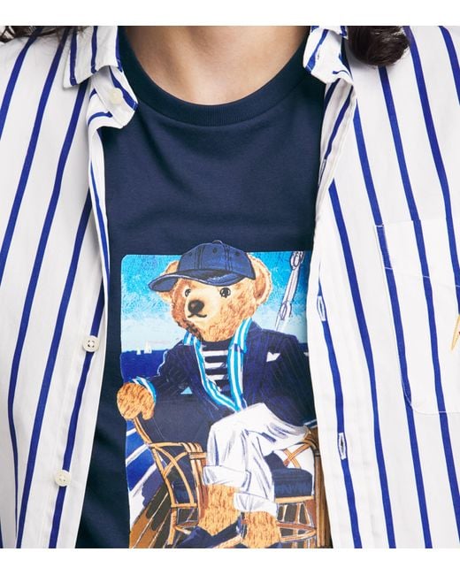 Polo Ralph Lauren Blue Cotton Polo Bear T-Shirt for men