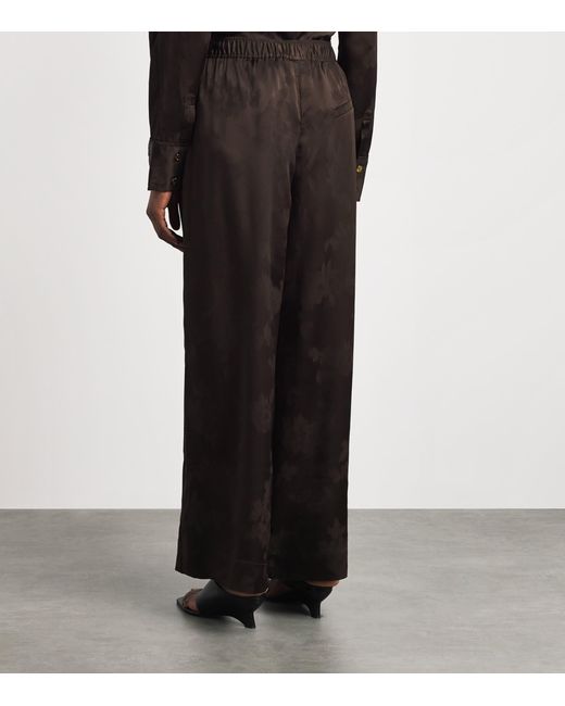Ganni Brown Satin Jacquard Drawstring Trousers