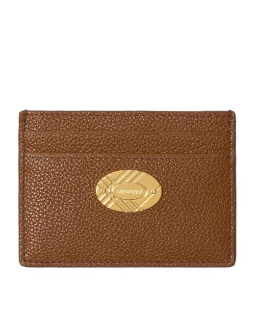 Burberry Brown Leather Engraved Card Holder
