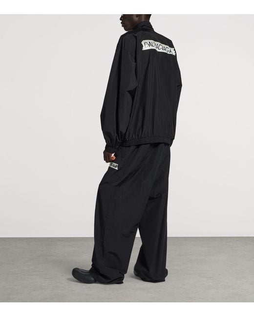 Balenciaga Blue Techno Cotton Masking Tape Logo Track Jacket for men