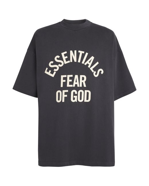 Fear Of God Black Oversized Logo Campus T-Shirt for men