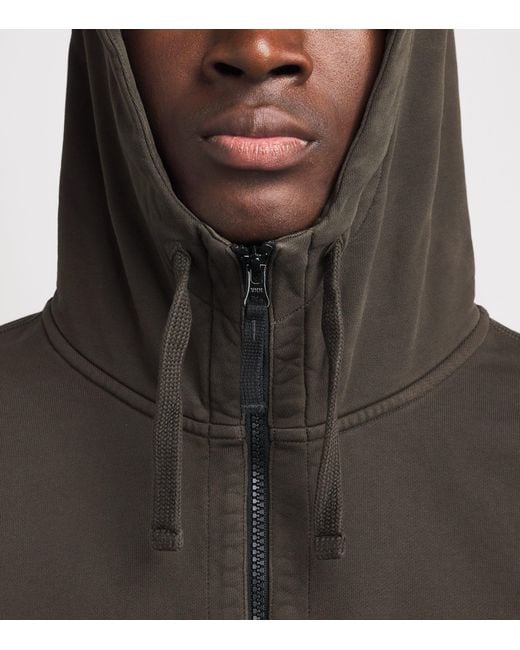 Stone Island Gray Cotton Compass Patch Hoodie for men