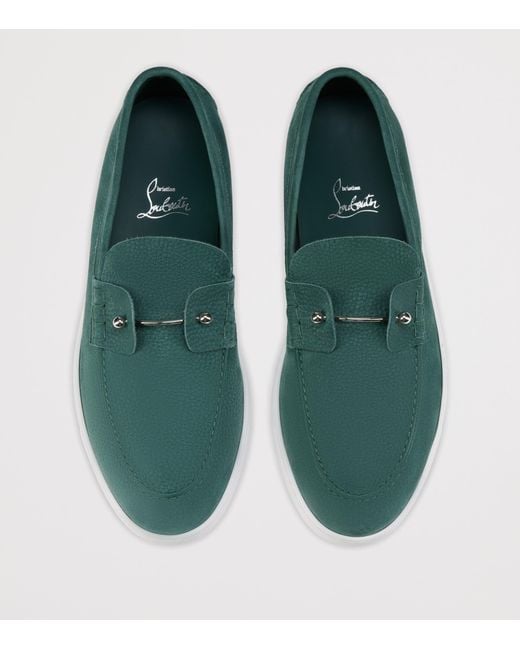 Christian Louboutin Green Chambeliboat Leather Boat Shoes for men