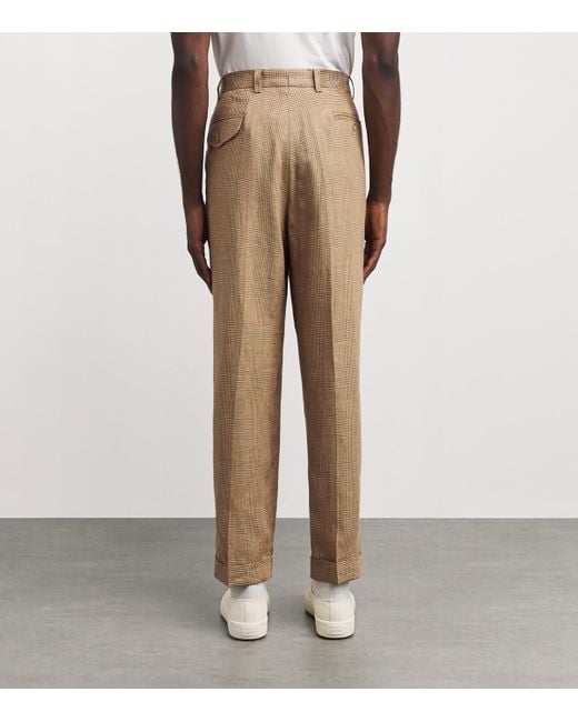 Polo Ralph Lauren Natural Linen-Blend Glen Plaid Whitman Trousers for men
