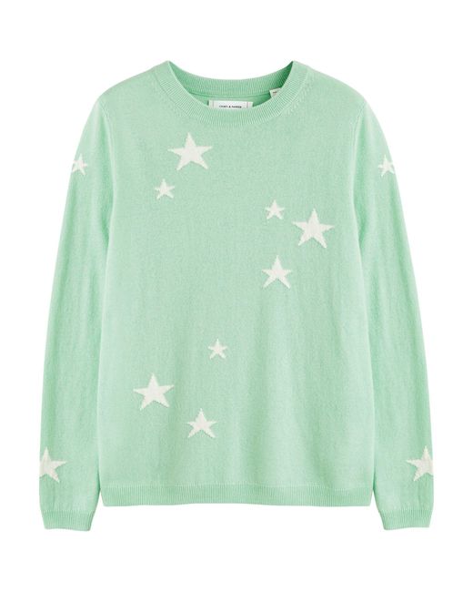 Chinti & Parker Green Wool-cashmere Star Sweater