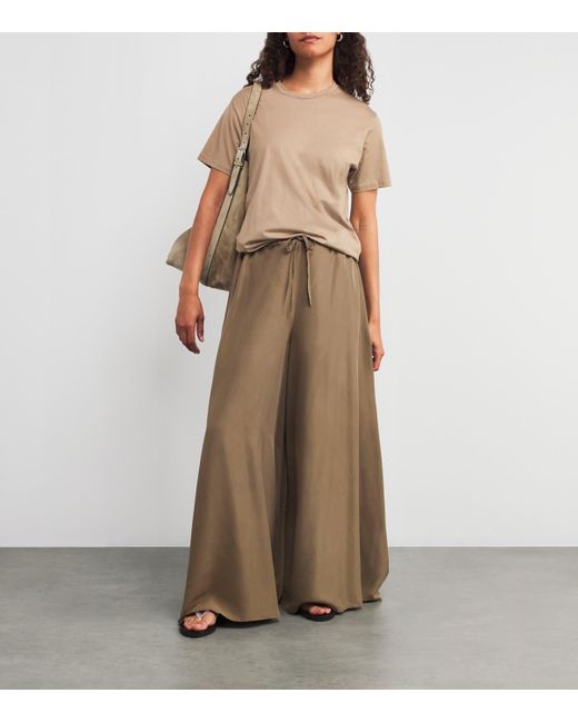 MAX&Co. Brown Silk Shades Of Nature Wide-Leg Trousers