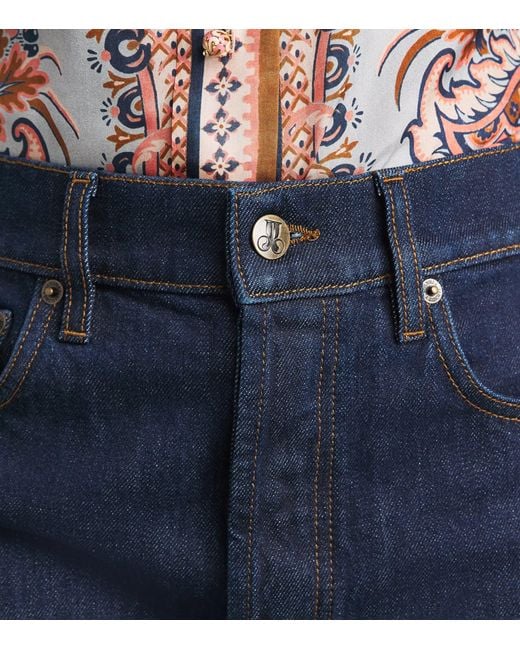 LaDoubleJ Blue Printed Cropped Flared Jeans