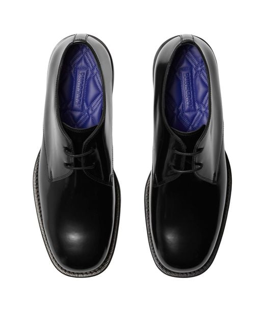 Burberry Black Leather Derby Shoes for men