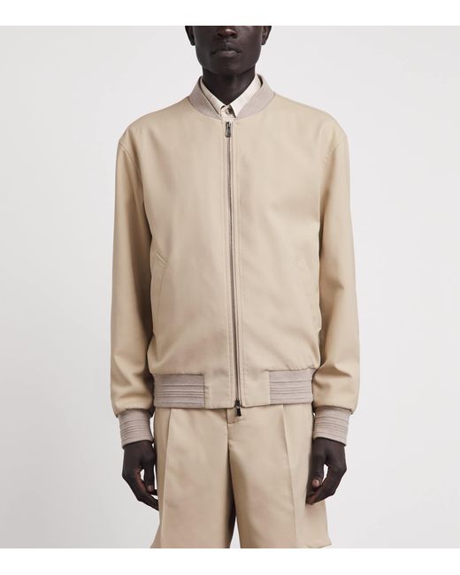 Isaia Natural Cotton-Silk Bomber Jacket for men