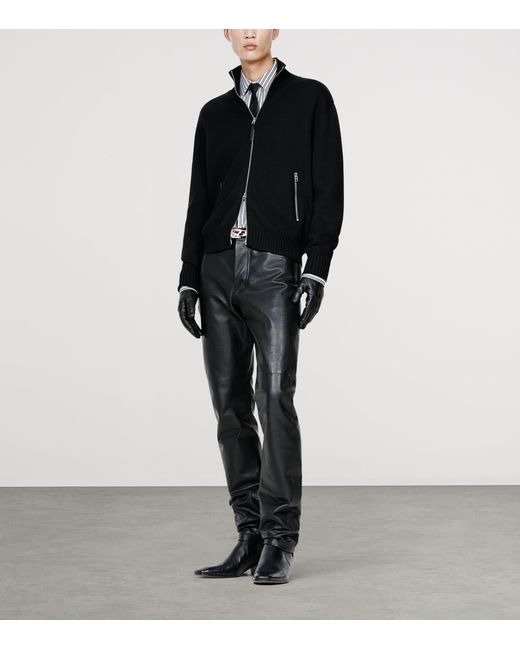 Tom Ford Black Virgin Wool Zip-Up Sweater for men