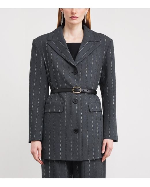 Self-Portrait Blue Embellished Pinstripe Blazer